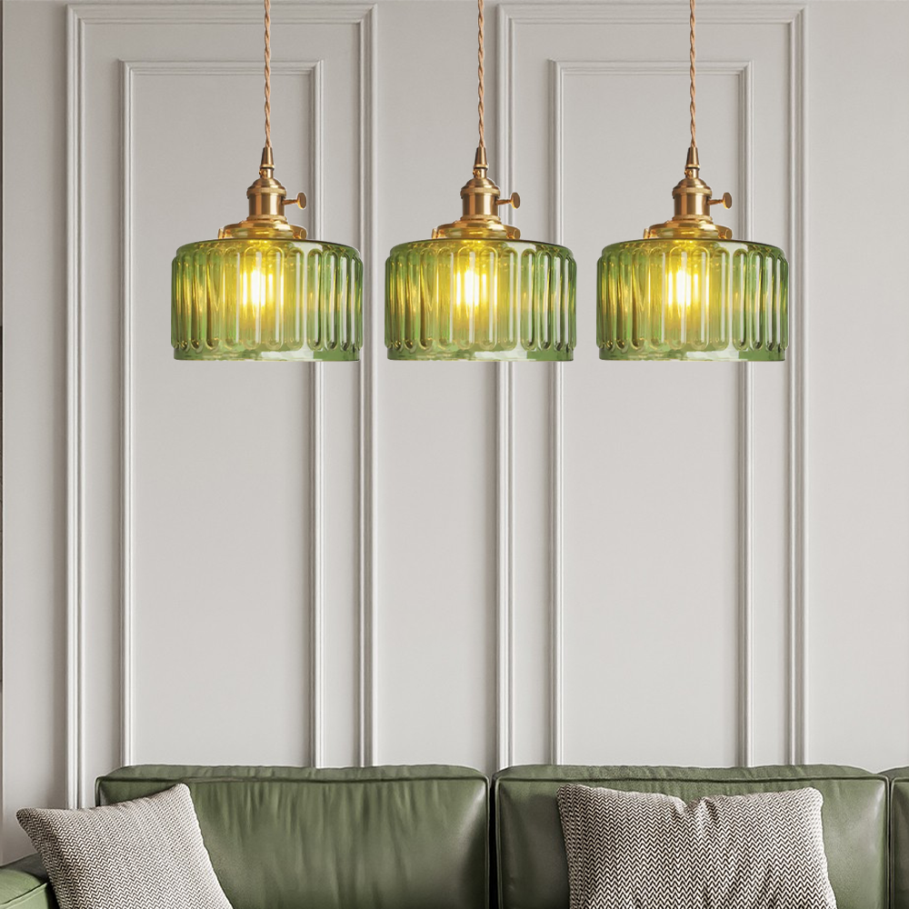 Lyra – Vintage-Pendelleuchte aus Glas im Zylinderstil