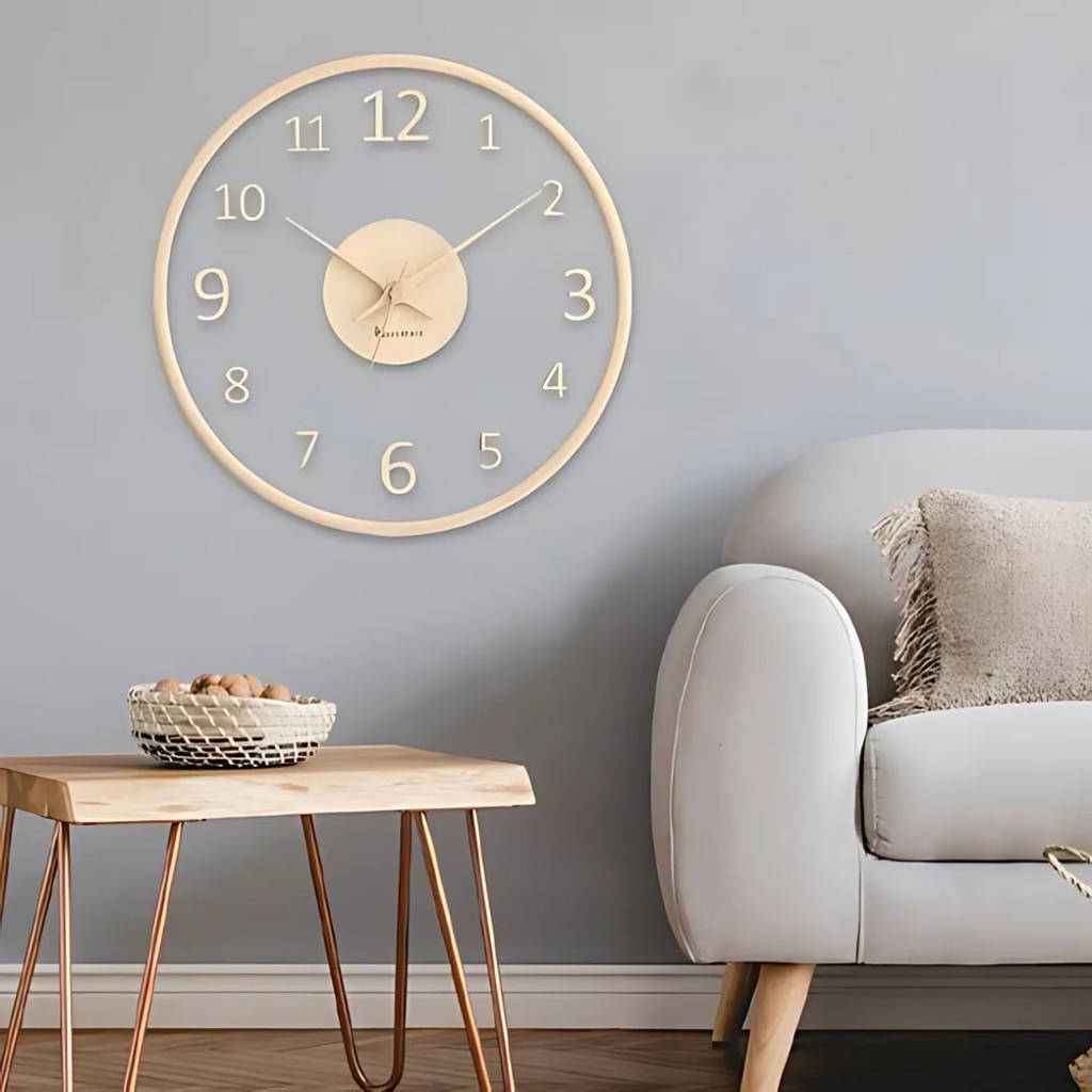 Jasmin – Wanduhr aus Holz und Glas