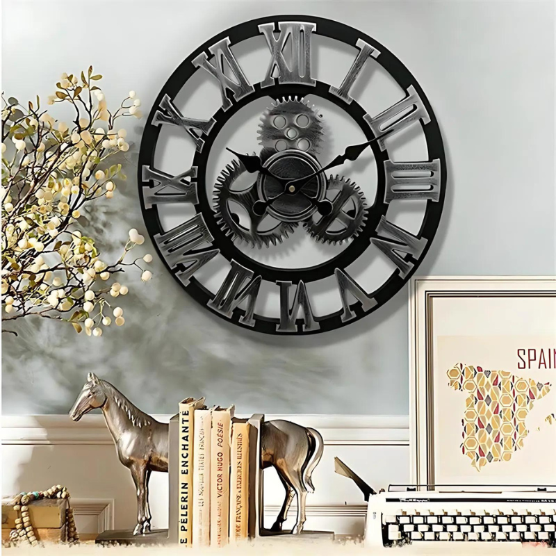 Marlow – Alte Holzwanduhr im Industrie-Look für stilvolle Raumdetails