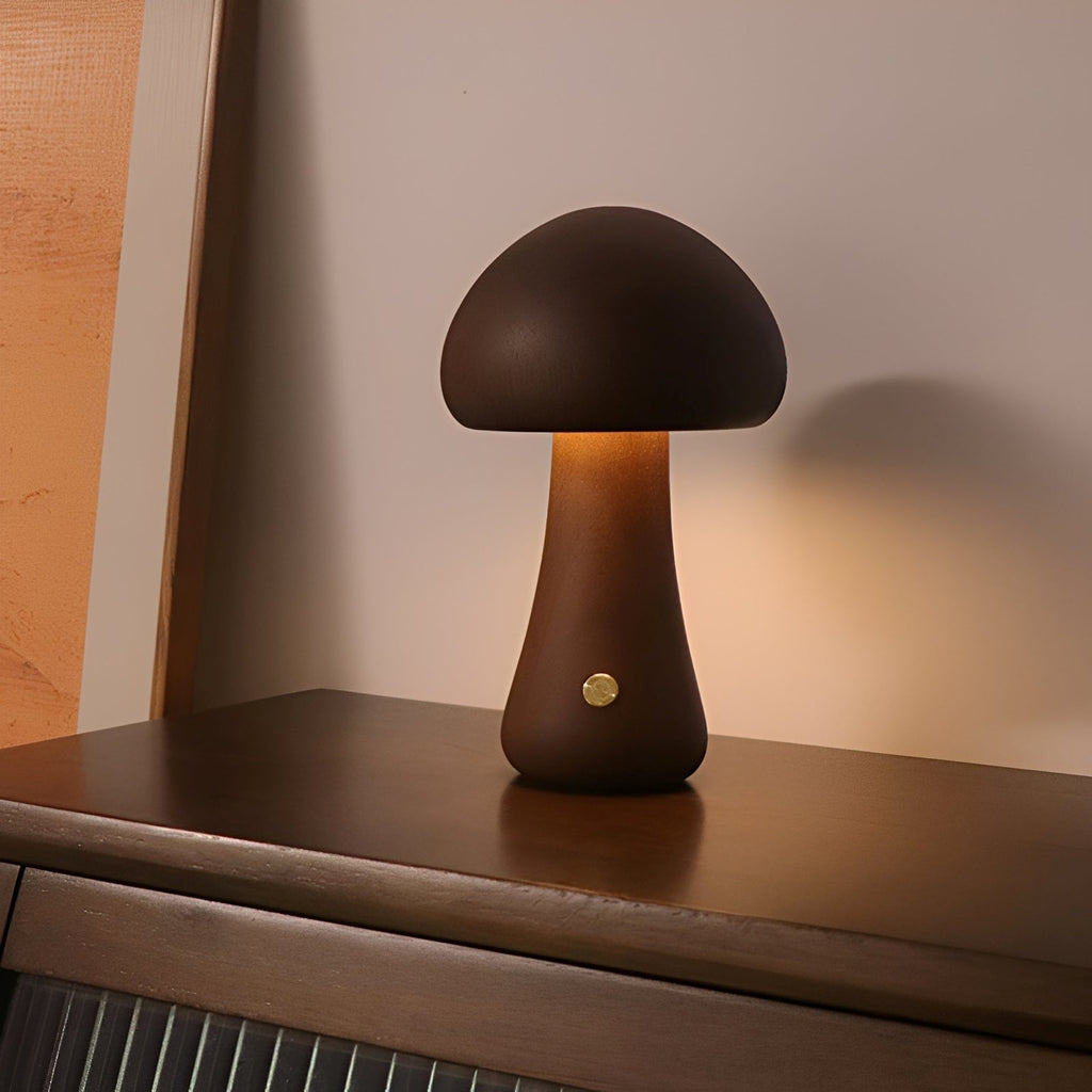 Grace – LED-Bettlampe in Pilzform aus Holz