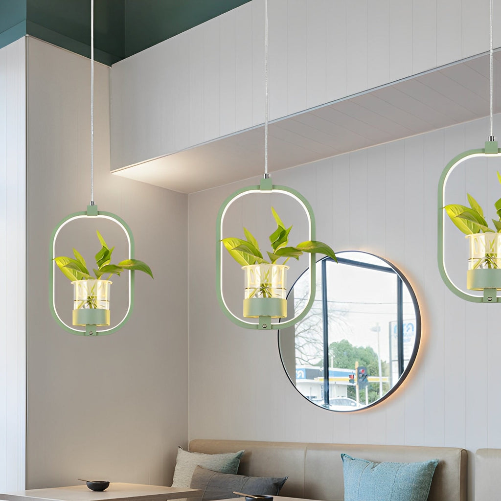 Noemi – Runde LED-Hängelampe mit Pflanzen-Design