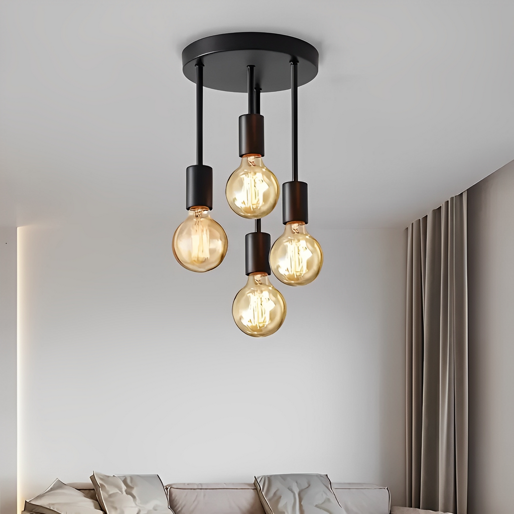 Arden – Schwarze Deckenleuchte mit 4 einstellbaren Strahlern im Industrie-Stil
