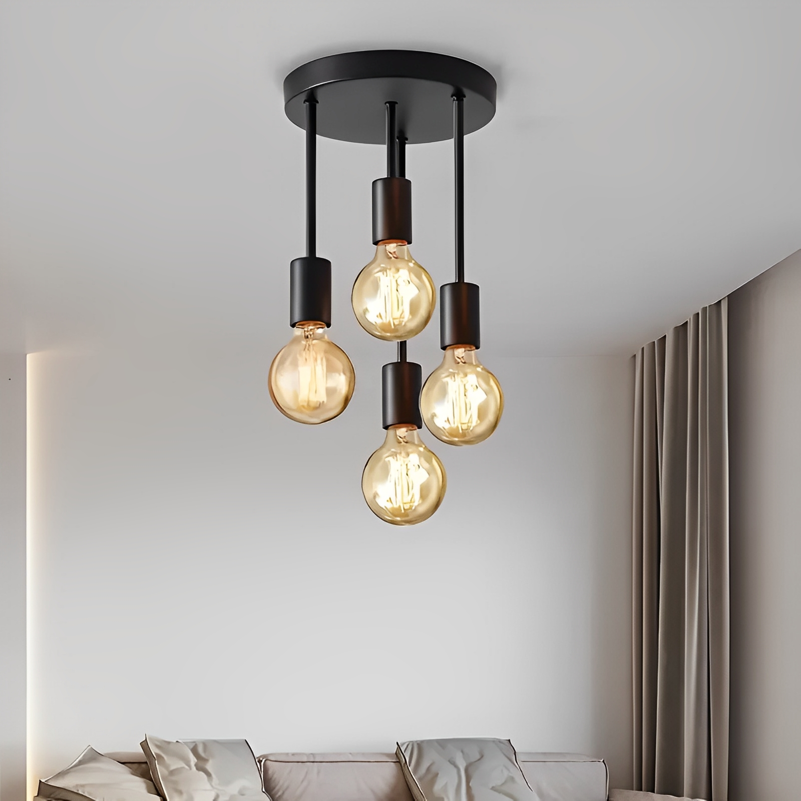 Arden – Schwarze Deckenleuchte mit 4 einstellbaren Strahlern im Industrie-Stil