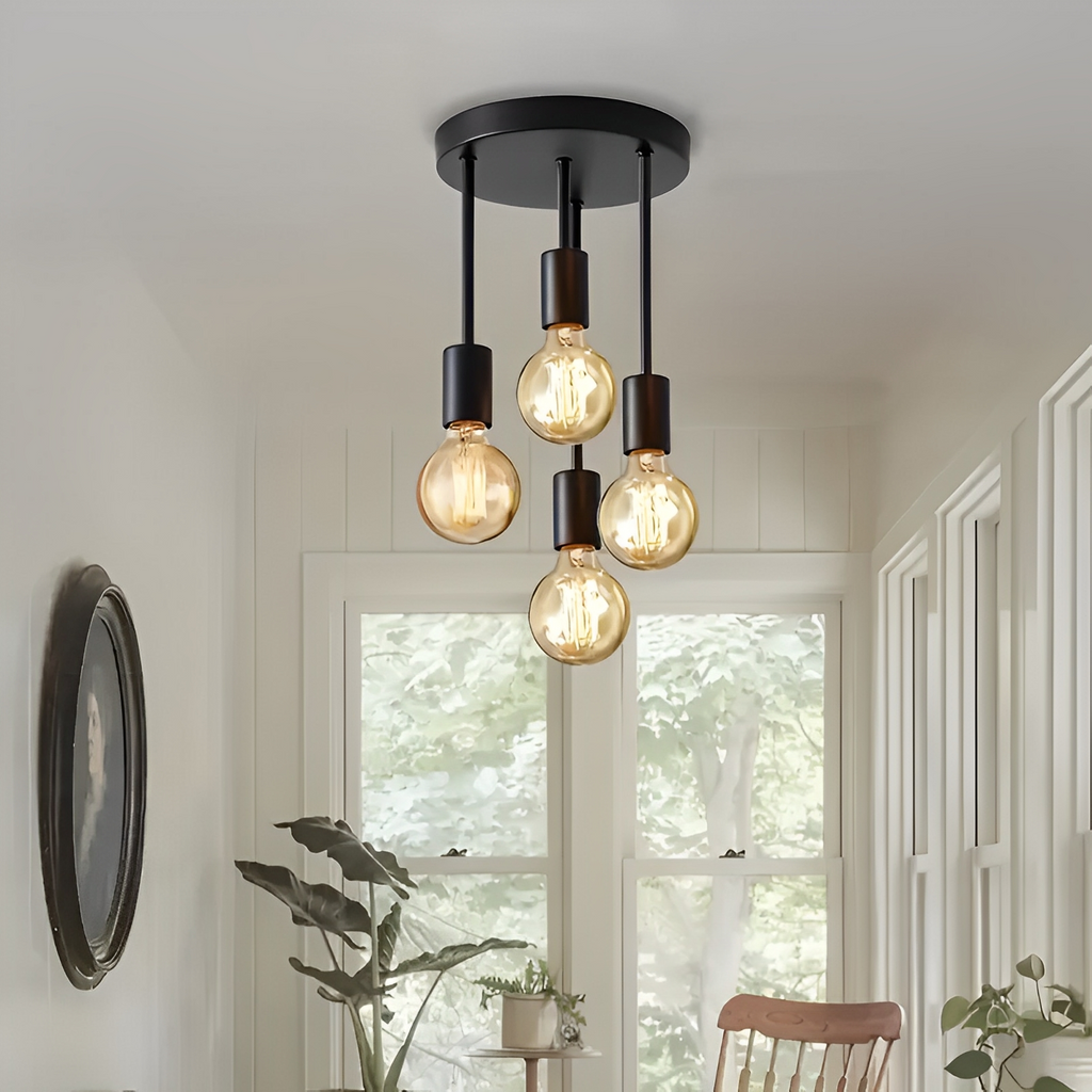 Arden – Schwarze Deckenleuchte mit 4 einstellbaren Strahlern im Industrie-Stil