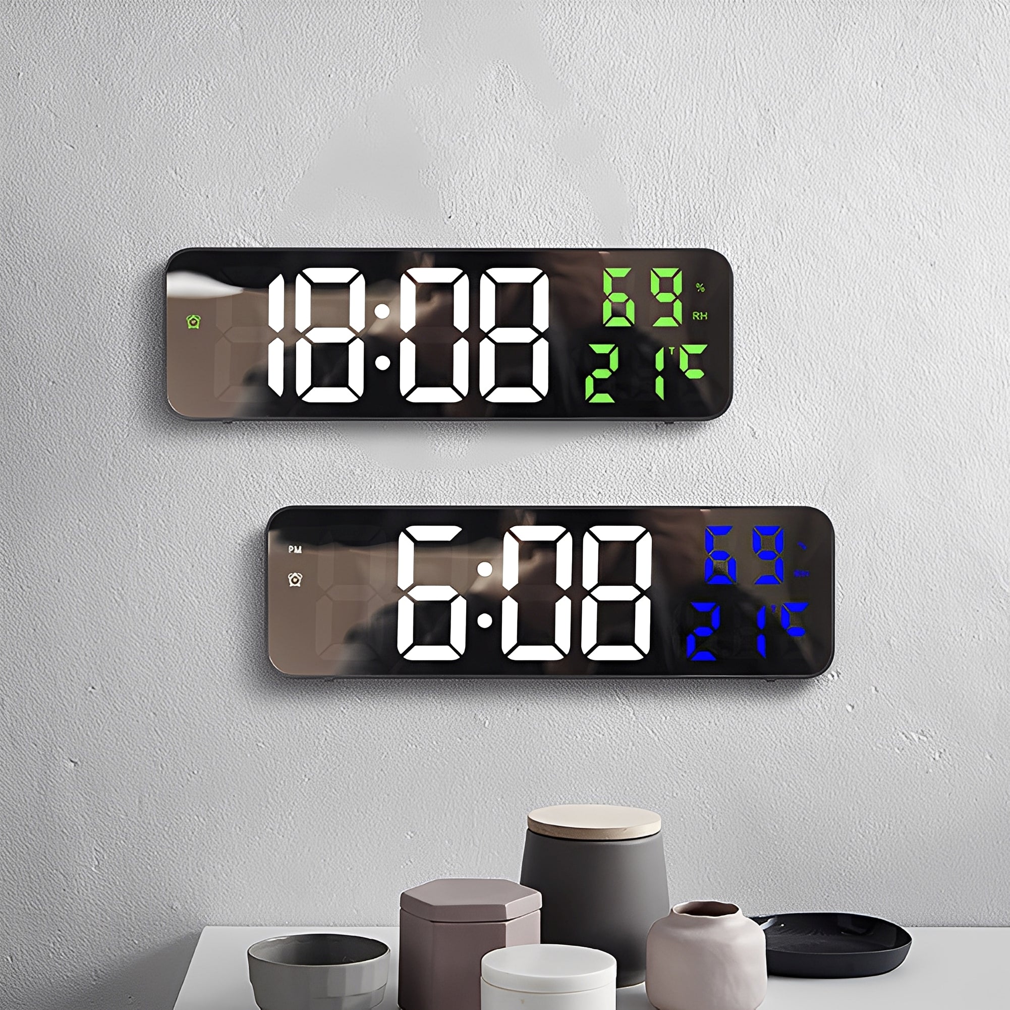 Nairo – LED-Wanduhr in digitaler Ausführung