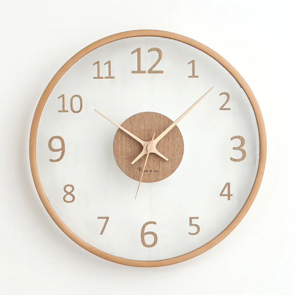 Jasmin – Wanduhr aus Holz und Glas