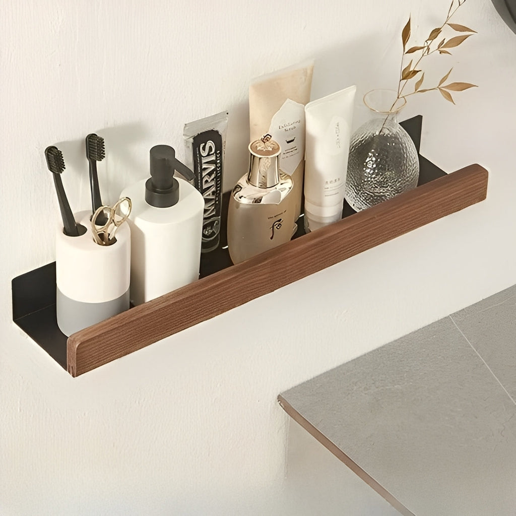 Troy – Elegantes Badezimmeregal aus Massivholz ohne Bohren
