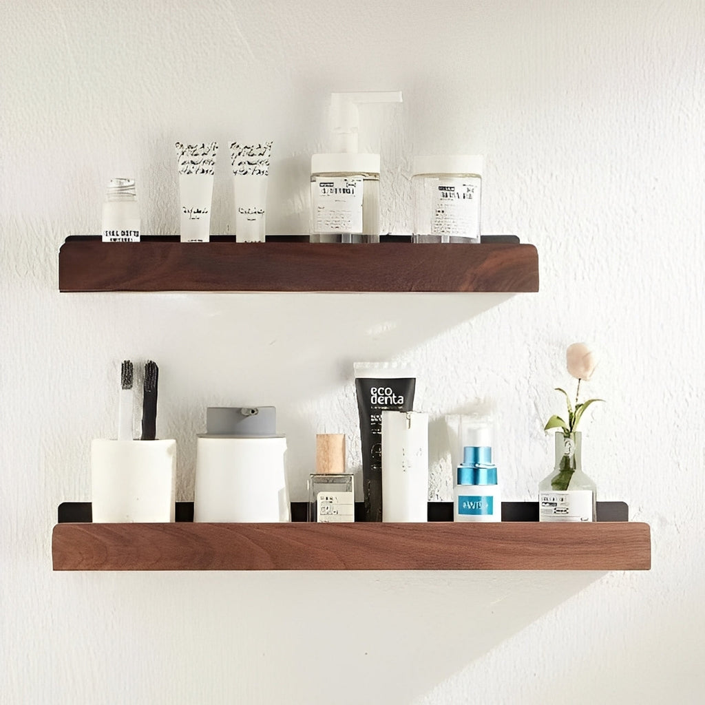 Troy – Elegantes Badezimmeregal aus Massivholz ohne Bohren