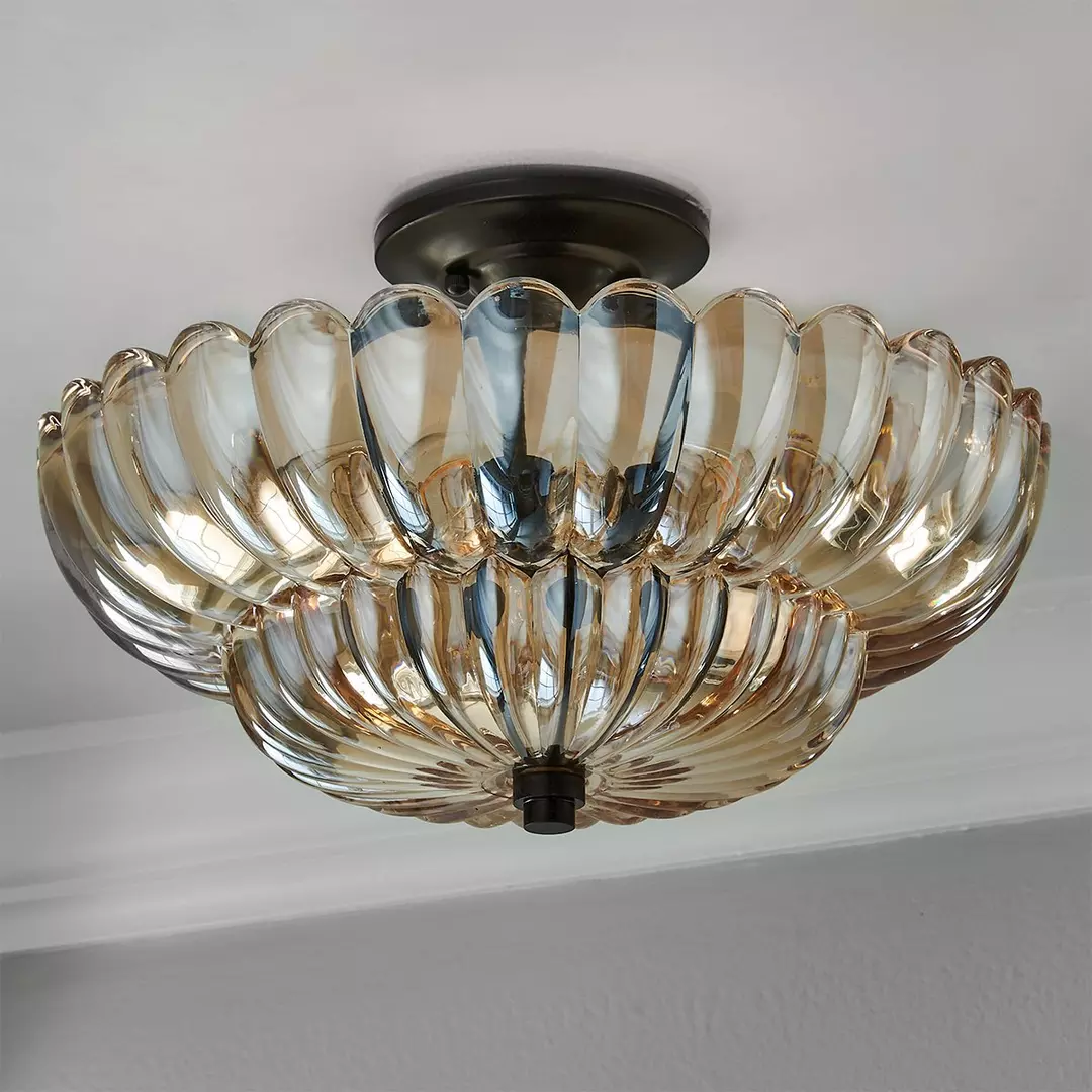 Remi – Vintage Bernstein Glas Deckenleuchte