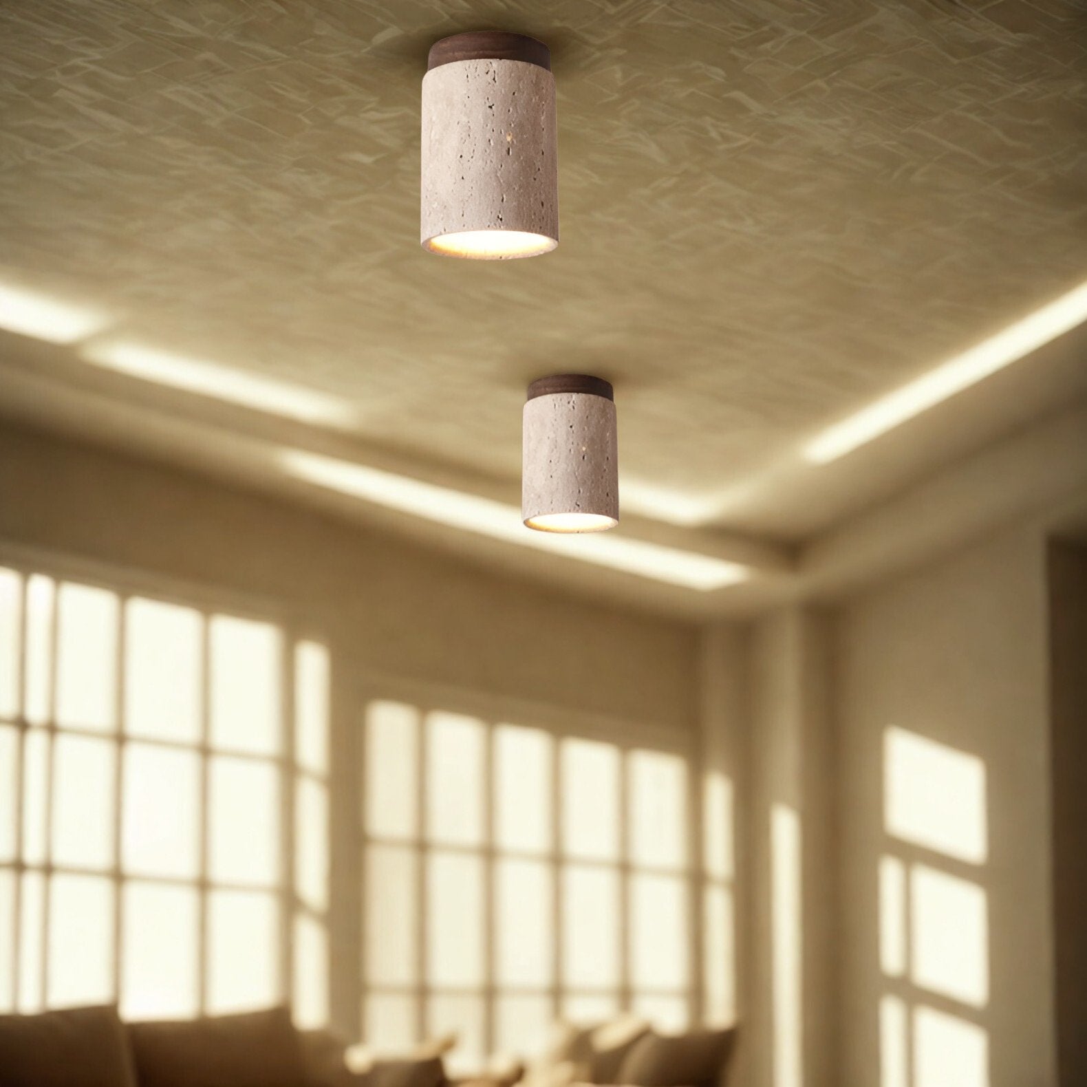 Eira – Gelbe Höhlenstein-Deckenlampe