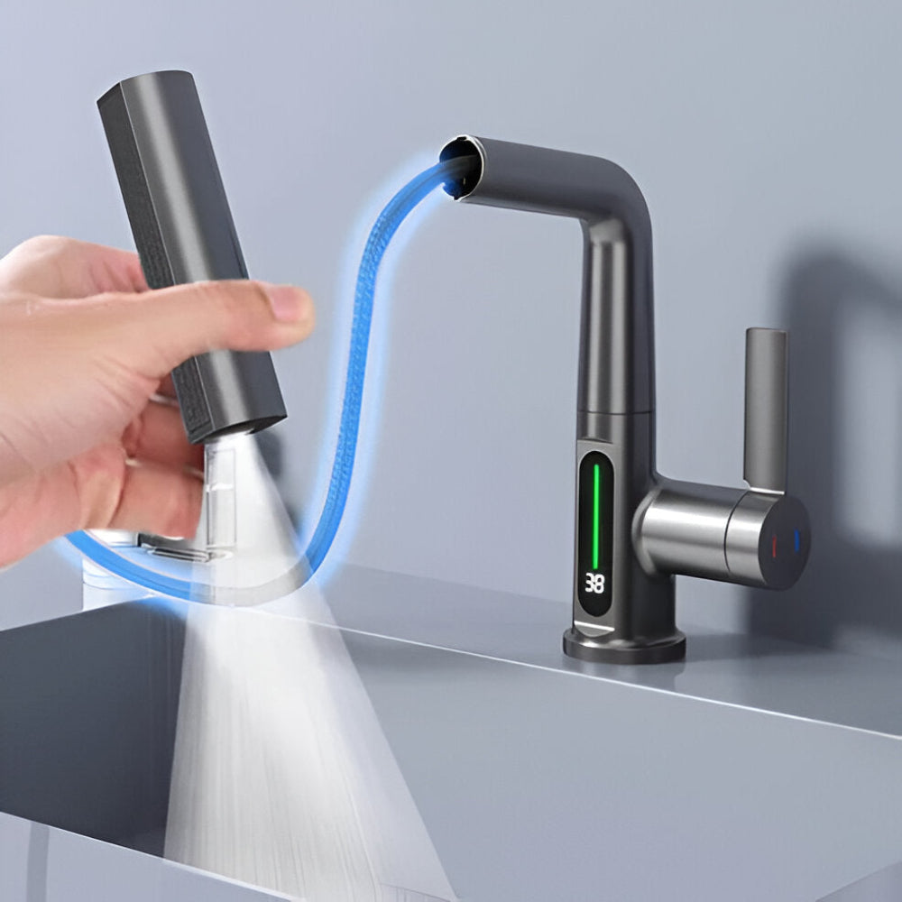 Kaito – Schwenkbarer und ausziehbarer Wasserhahn für das Waschbecken