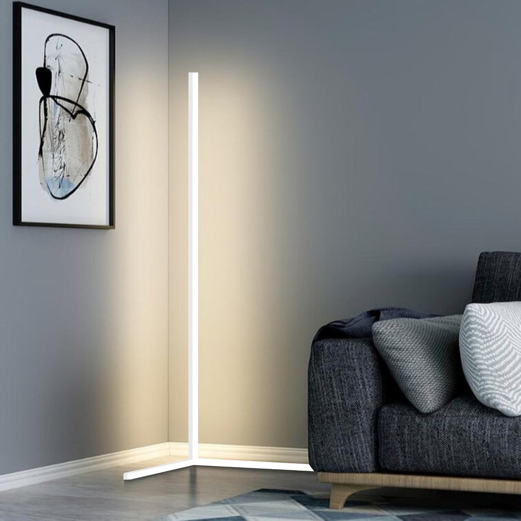 Minimalistische LED-Stehlampe für Ecken mit Farbwechsel