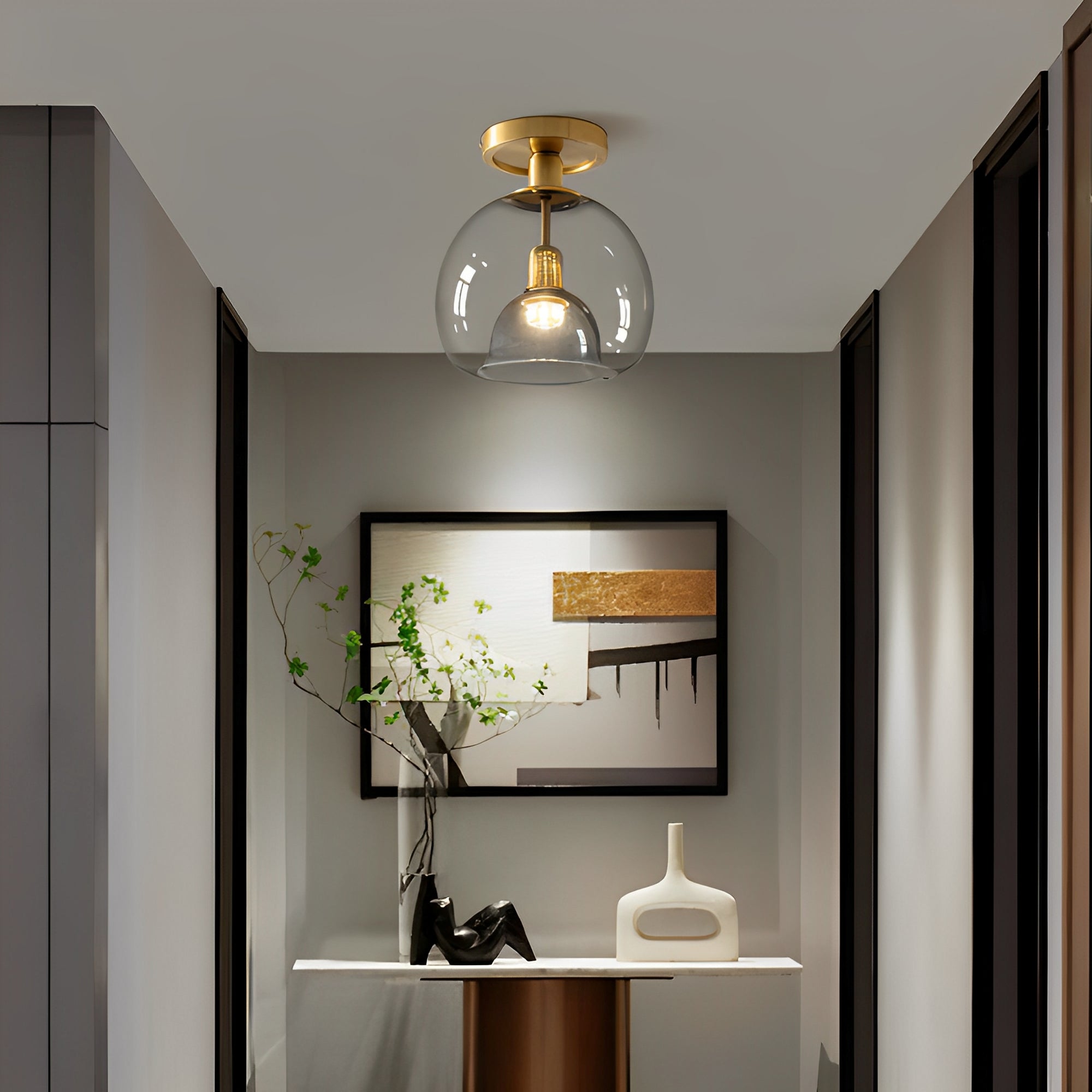 Glayra – Moderne Lampe für die Decke mit grauem Glas für Flur und Wohnbereich