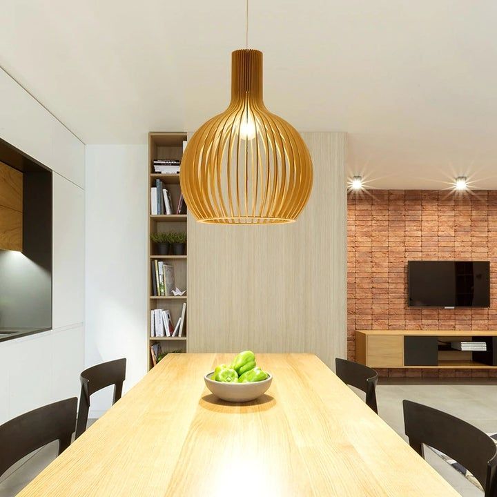 Nordic Glow - Handgefertigte Holz-Pendelleuchte