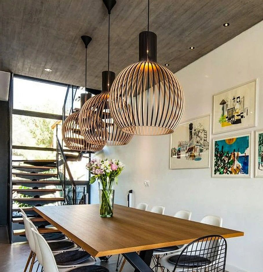 Nordic Glow - Handgefertigte Holz-Pendelleuchte