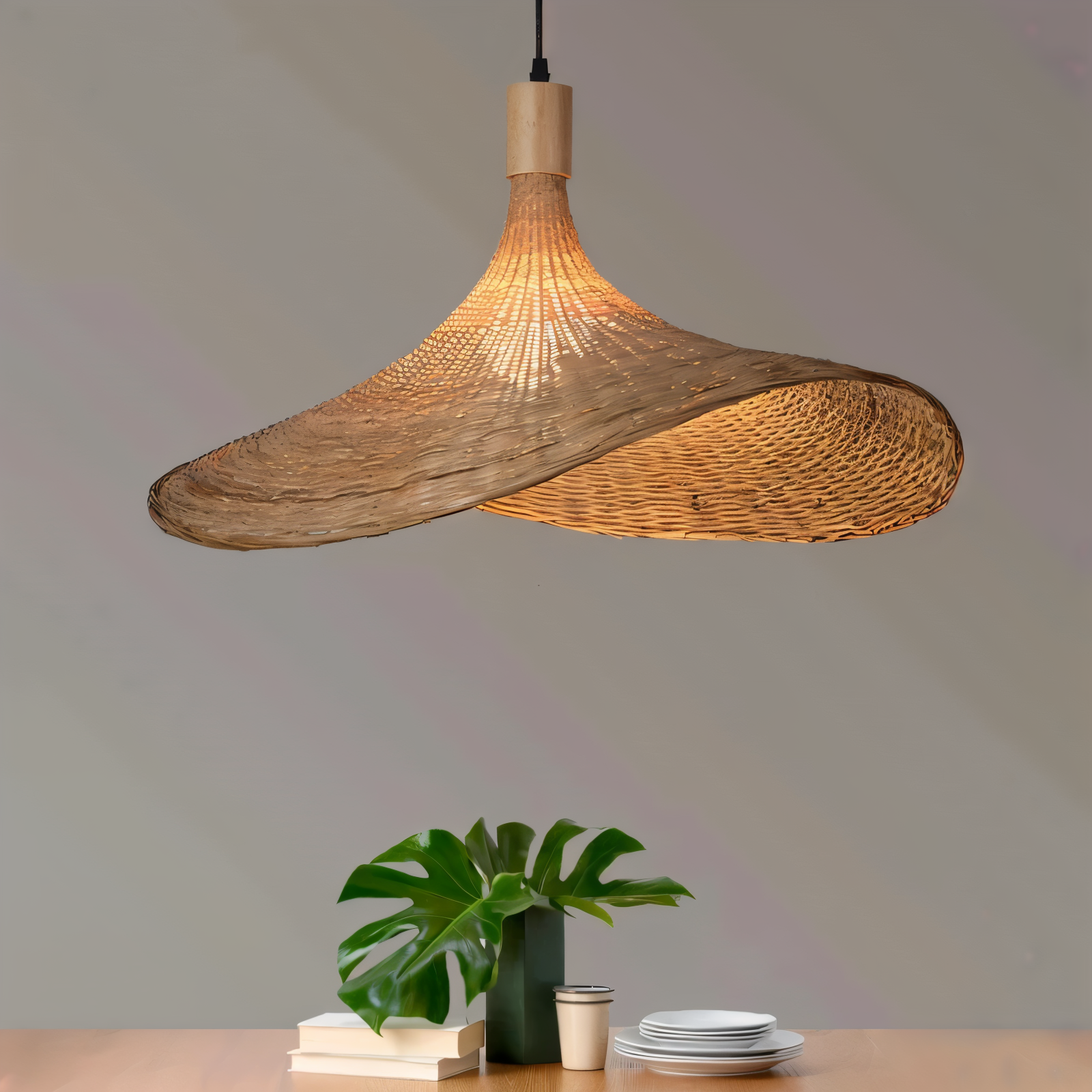 Kaito – Kronleuchter aus Bambus und Rattan