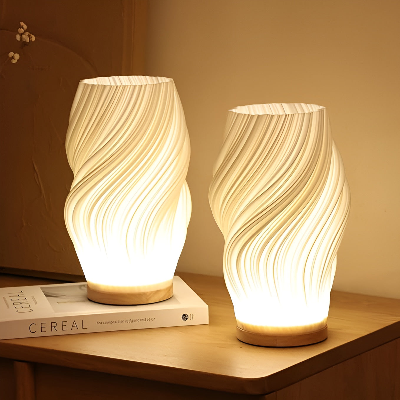 WaveGlow Tischlampe – 3D-Wellenoptik