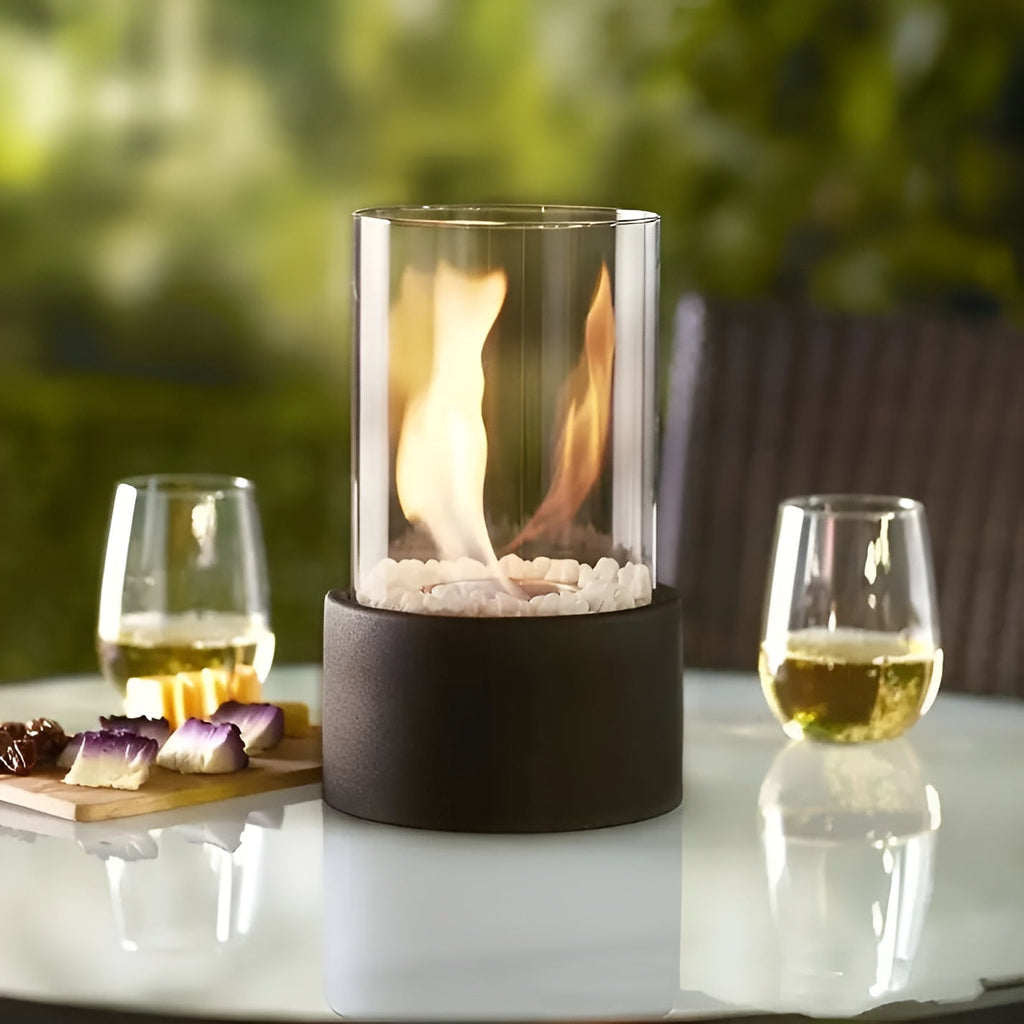 Tragbare Kamin-Tischlampe Aus Glas