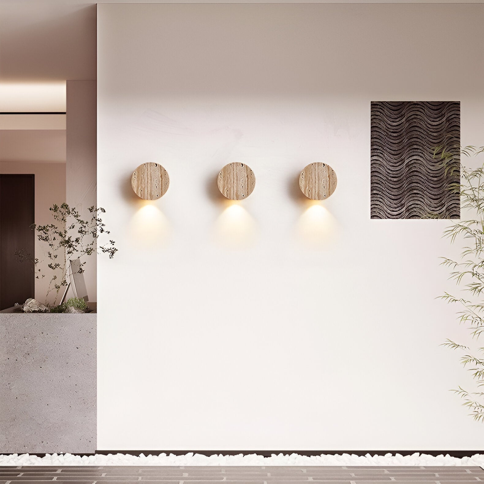 Sanya – Wabi Sabi Travertin-Wandleuchte