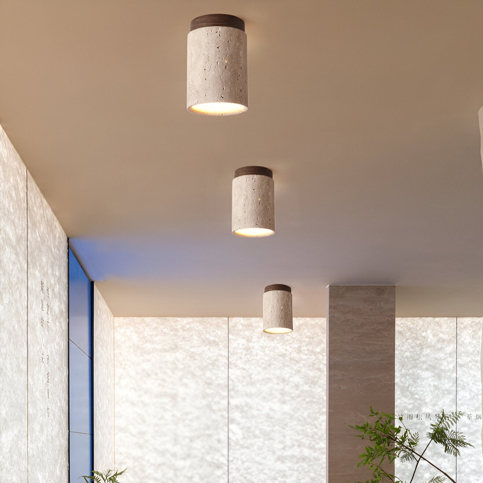 Eira – Gelbe Höhlenstein-Deckenlampe