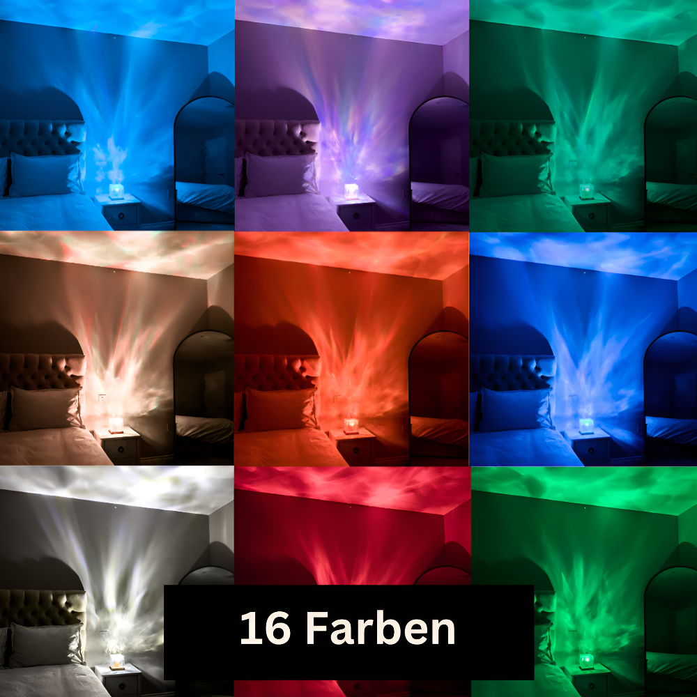RippleRays – Nachtlicht mit 16 Farben und Wasserprojektor