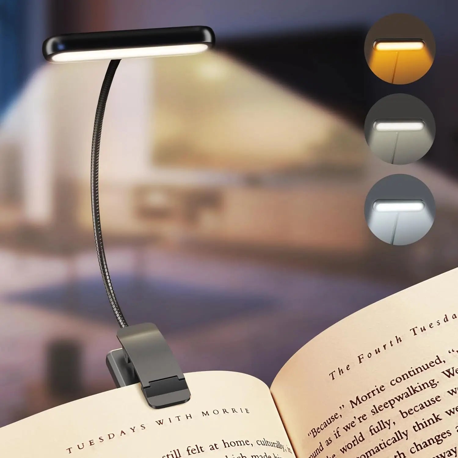 Luna – Klemmlampe mit Batterieanzeige