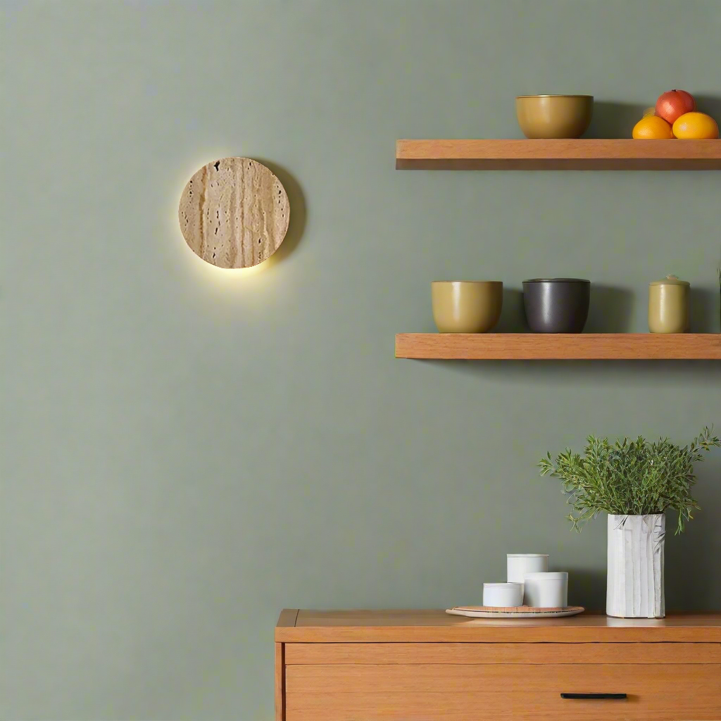 Sanya – Wabi Sabi Travertin-Wandleuchte
