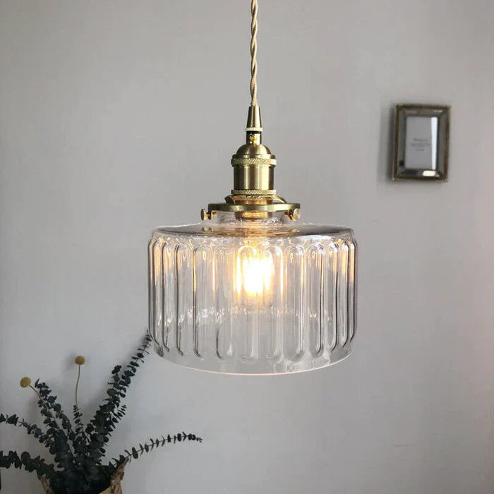 Lyra – Vintage-Pendelleuchte aus Glas im Zylinderstil