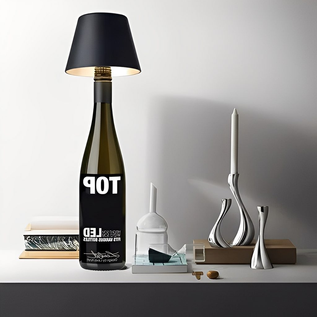Mina – Wiederaufladbare Tischlampe im Weinflaschen-Design