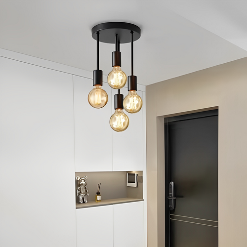 Arden – Schwarze Deckenleuchte mit 4 einstellbaren Strahlern im Industrie-Stil