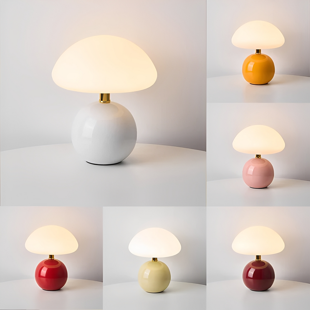 Nelly – Moderne Pilz-Tischleuchte im Frost-Design