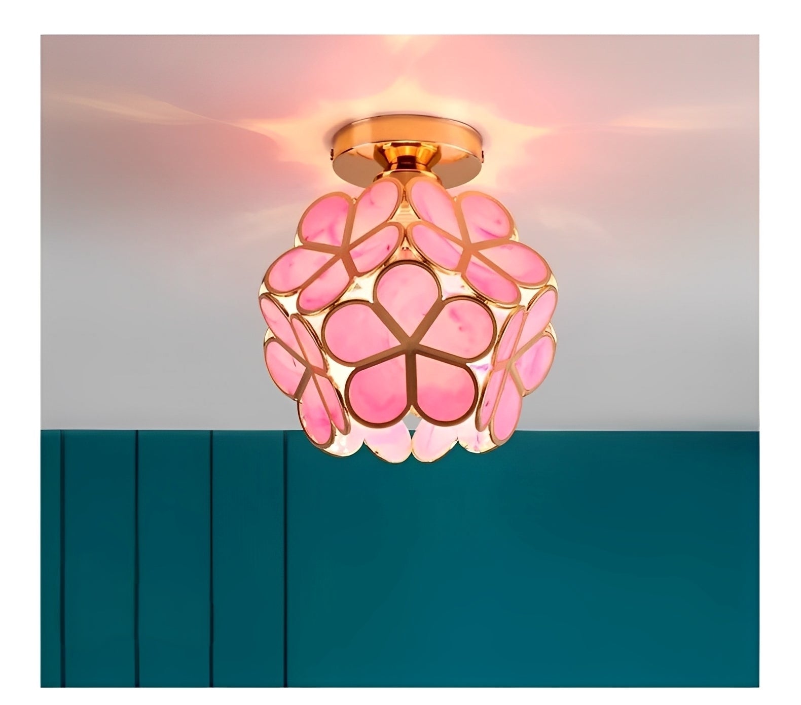 Floria – Deckenleuchte mit Buntglas im Retro-Design