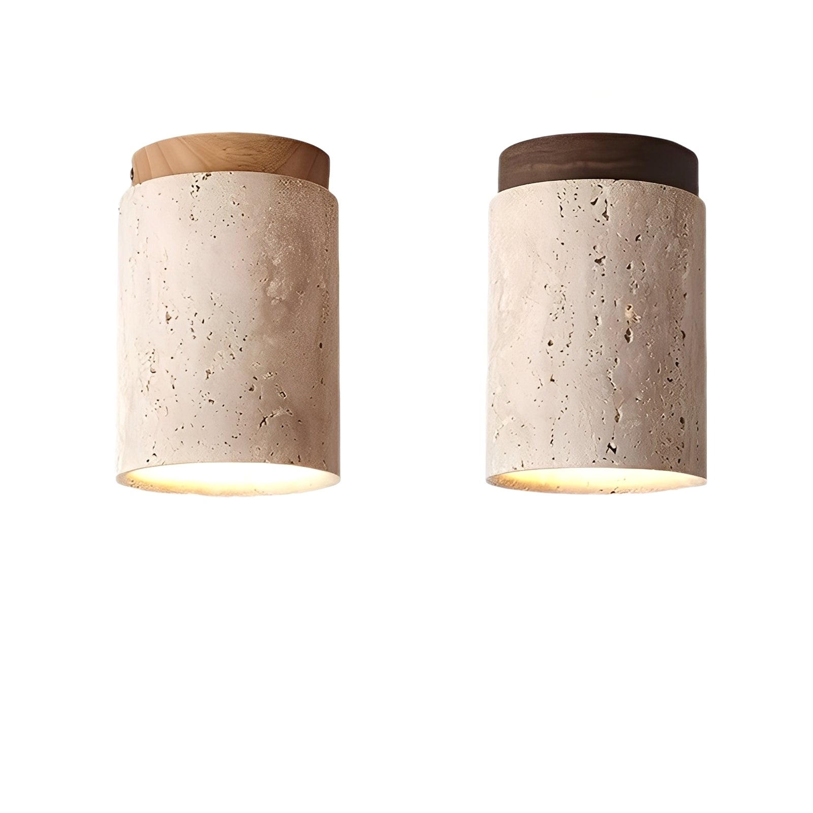 Larry – Gelbe Höhlenstein-Holz Deckenlampe