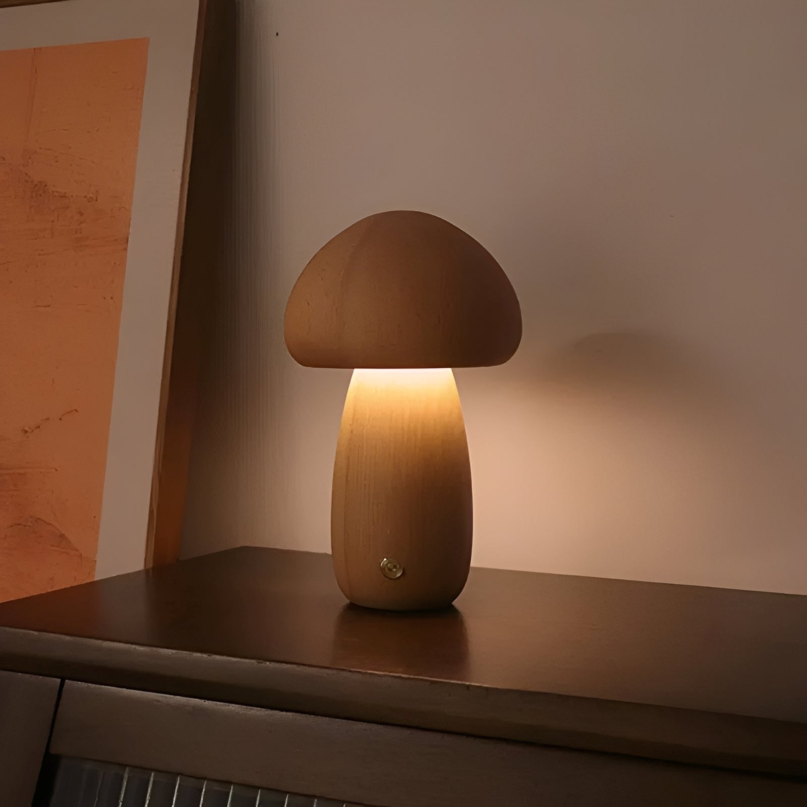 Grace – LED-Bettlampe in Pilzform aus Holz