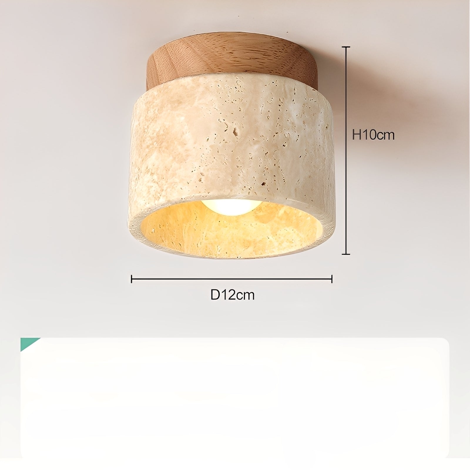 Larry – Gelbe Höhlenstein-Holz Deckenlampe