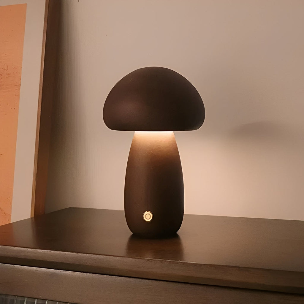 Grace – LED-Bettlampe in Pilzform aus Holz
