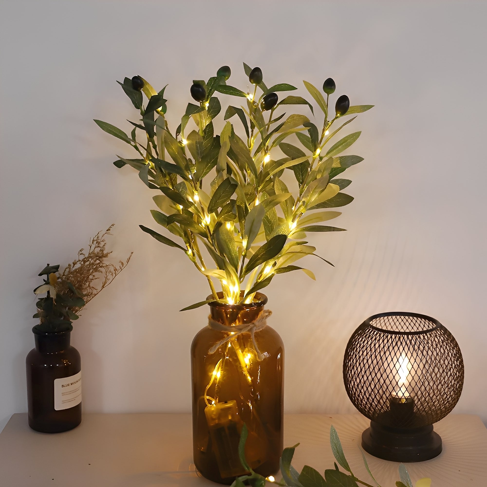 Annelie – Dekorative Lichterkette mit Olivenblättern