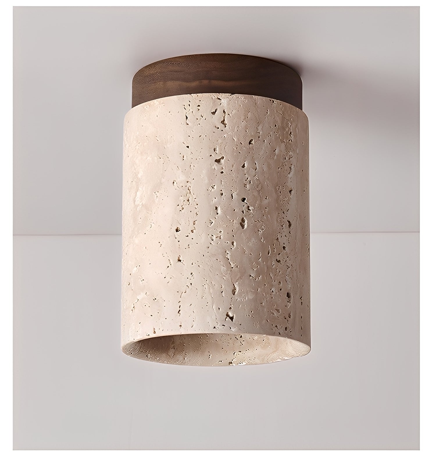 Larry – Gelbe Höhlenstein-Holz Deckenlampe