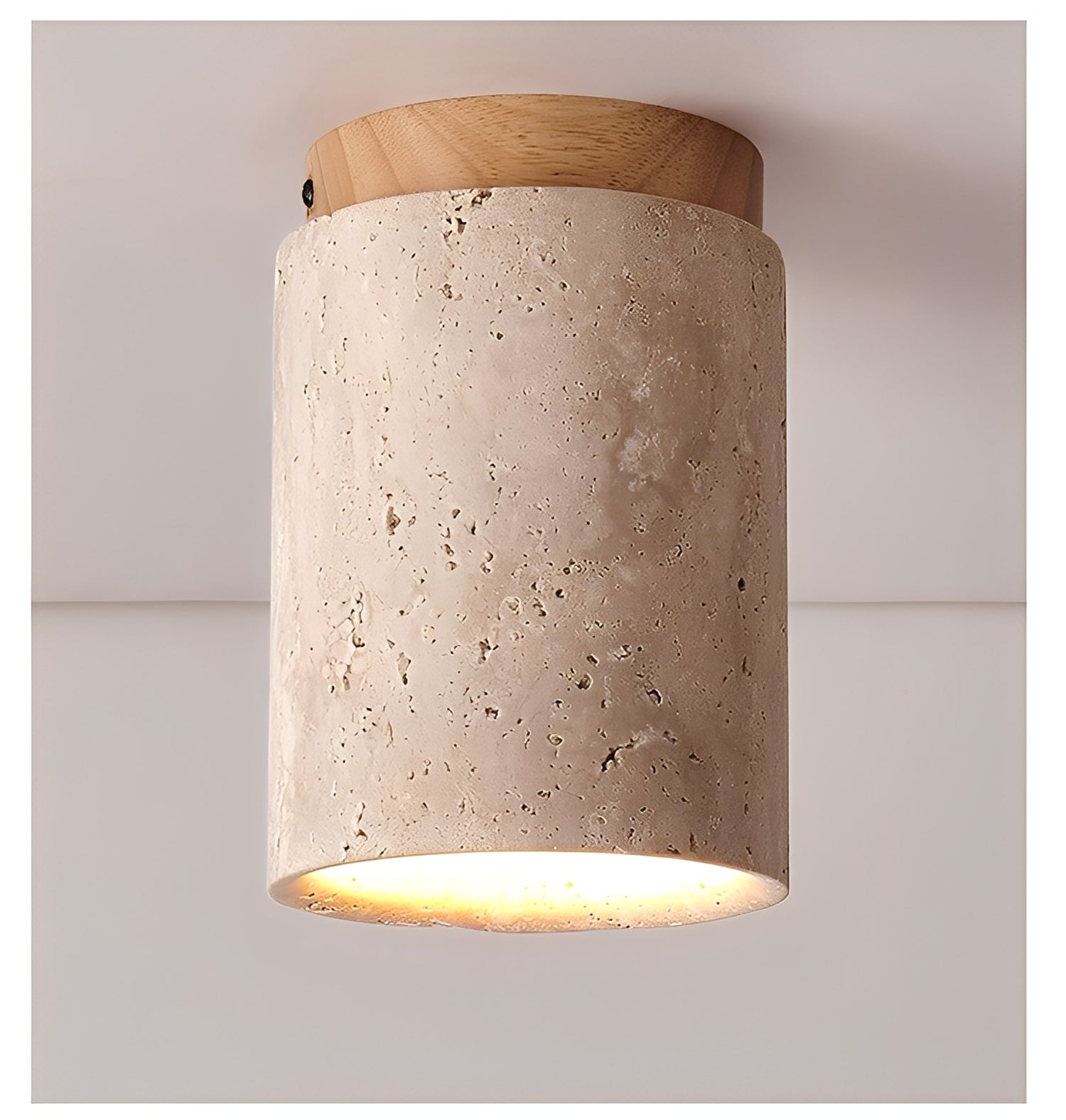 Larry – Gelbe Höhlenstein-Holz Deckenlampe