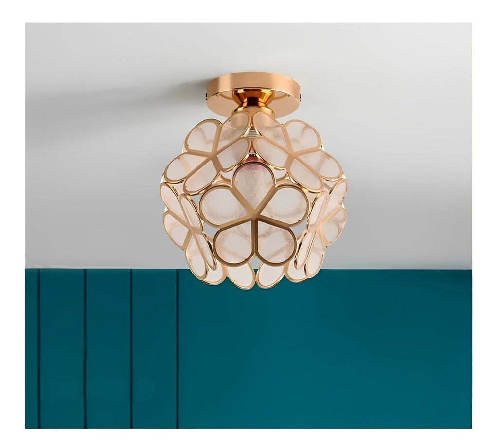 Floria – Deckenleuchte mit Buntglas im Retro-Design