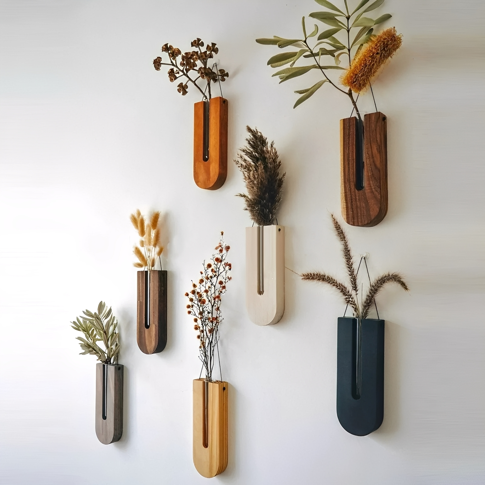Haruto – Einfache Wandvase im Naturholz-Stil