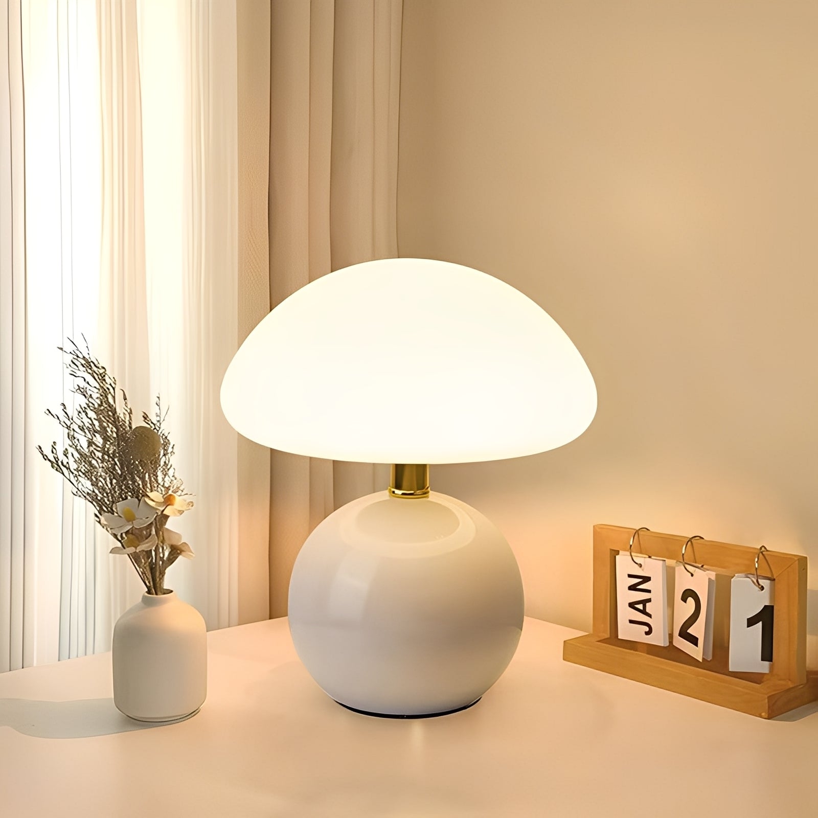Jhapz – Pilz Tischlampe im modernen Frost-Stil